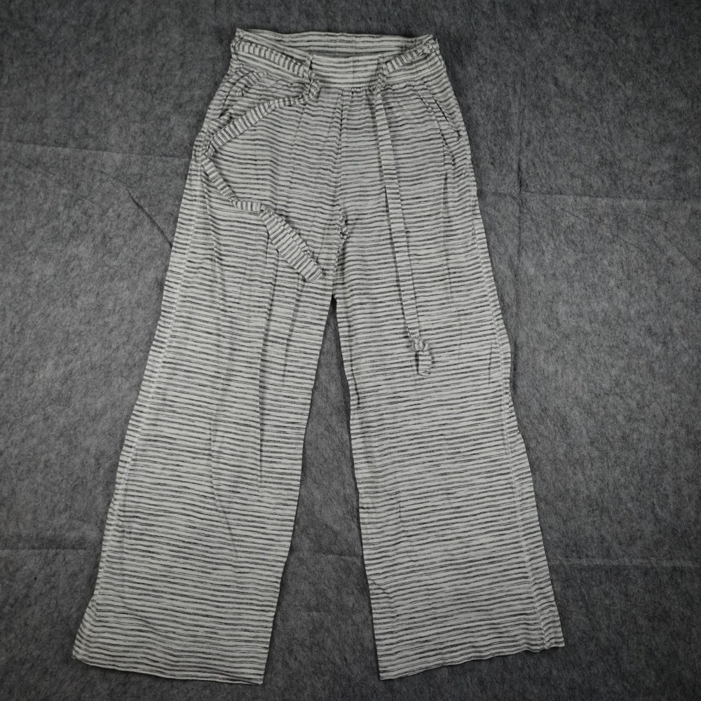 Saturday Sunday Pant Women Extra Small Gray Striped Wide Leg Knit Belted Anthro